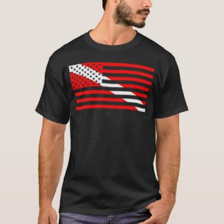 T-shirt Drapeau Scuba Diver Down Drapeau américain Plongée