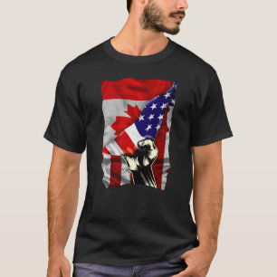 T-shirt Drapeau semi-américain canadien RACINES USA Drapea