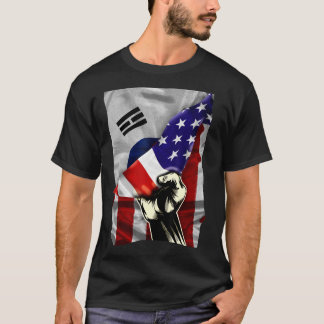 T-shirt Drapeau semi-américain coréen RACINES USA Drapeau
