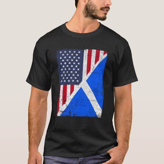 T-shirt Drapeau semi-américain demi-écossais Drapeau améri (Devant)