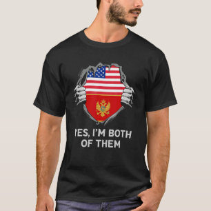 T-shirt Drapeau semi-américain demi-monténégrin USA Montén