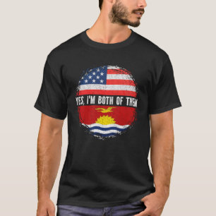 T-shirt Drapeau semi-américain I-Kiribati USA Kiribati