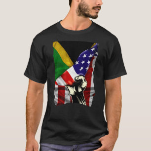 T-shirt Drapeau semi-américain Jamaïque RACINE USA Drapeau