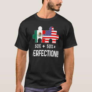 T-shirt Drapeau semi-américain mexicain Carte combinée Mex