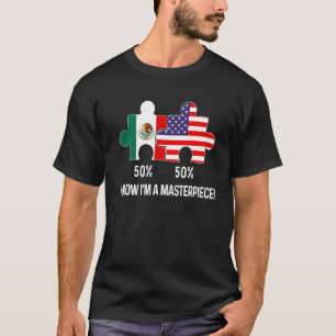 T-shirt Drapeau semi-américain mexicain Carte combinée Mex