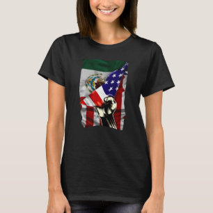 T-shirt Drapeau semi-américain Mexique RACINES USA Drapeau