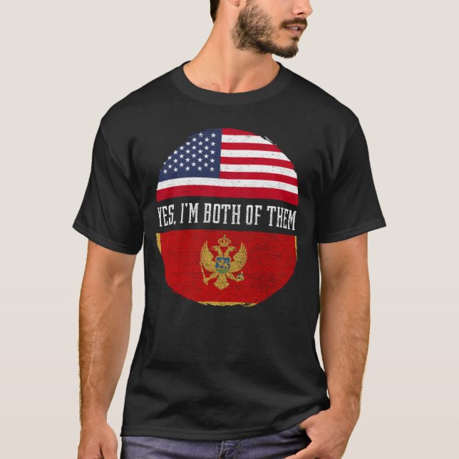 T-shirt Drapeau semi-américain mi-monténégrin USA Monténég (Devant)