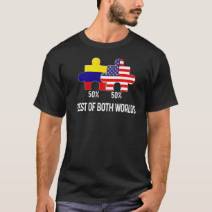 T-shirt Drapeau semi-colombien mi-américain Carte combinée