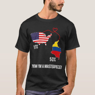 T-shirt Drapeau semi-colombien mi-américain Carte combinée