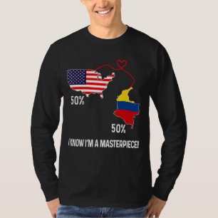 T-shirt Drapeau semi-colombien mi-américain Carte combinée