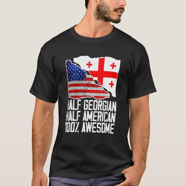 T-shirt Drapeau semi-géorgien semi-américain Géorgie US Pa (Devant)