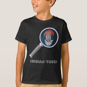 T-shirt Drapeau serbe d'empreinte digitale de contact