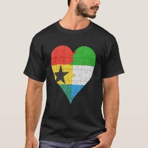 T-shirt Drapeau sierra-léonais ghanéen Coeur
