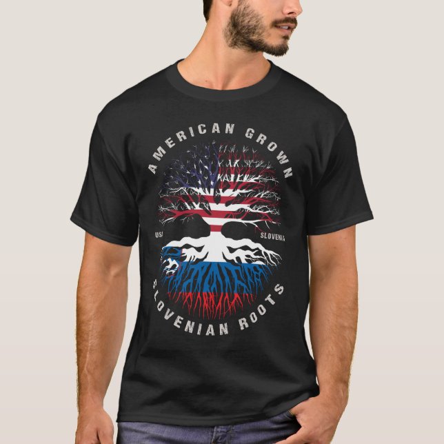 T-shirt Drapeau Slovénie - Floraison d'Amérique (Devant)