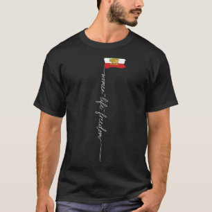 T-shirt Drapeau solaire du lion iranien, Poing féminin, So