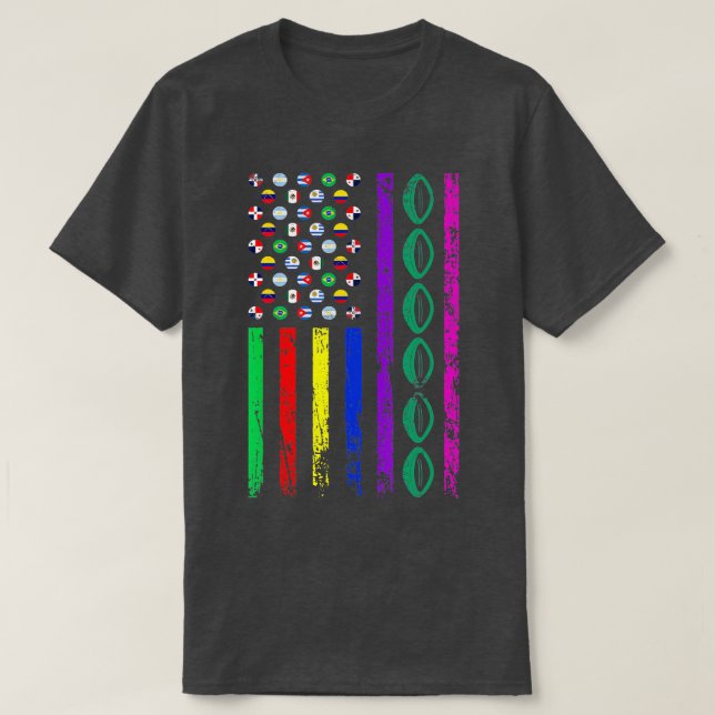 T-shirt Drapeau sportif américain Mois du patrimoine hispa (Design devant)