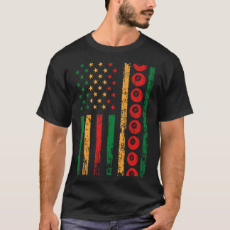 T-shirt Drapeau sportif américain Noir Histoire Mois Billa
