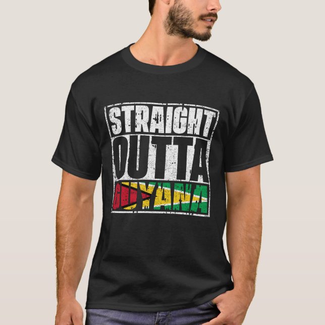 T-shirt Drapeau Strright Outta Guyana (Devant)