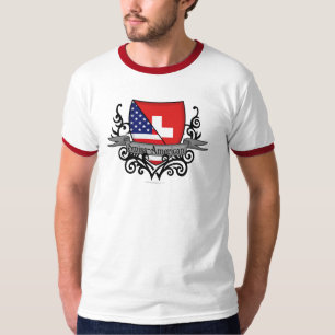 T-shirt Drapeau Suisse-Américain de bouclier