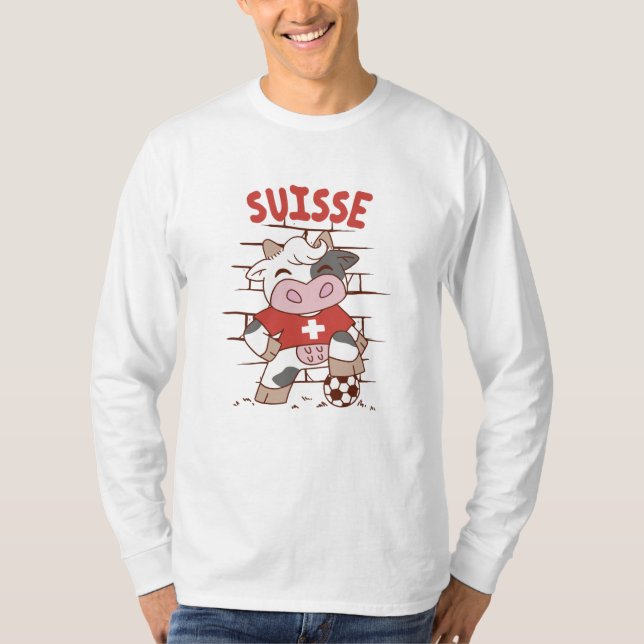 T-shirt Drapeau Suisse de football vaches (Devant)
