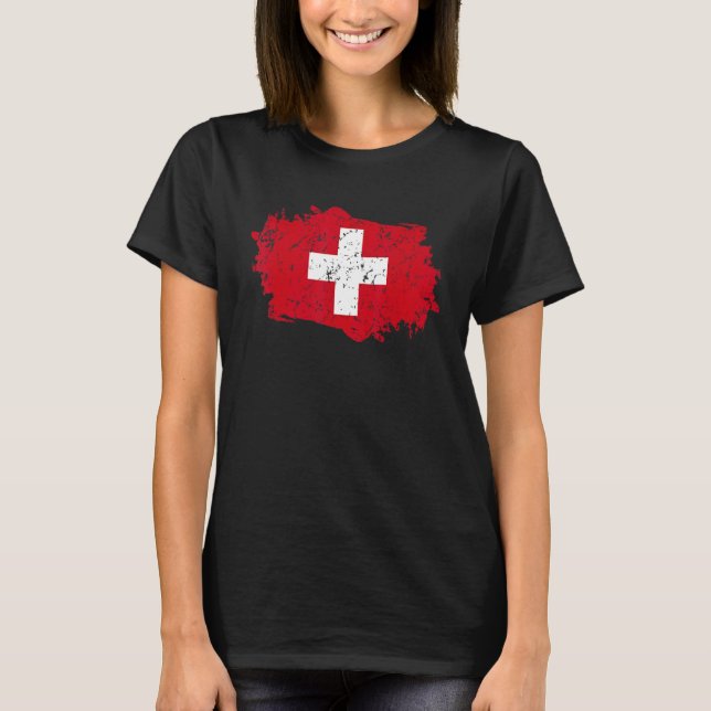 T-shirt Drapeau Suisse Grunge Pays Drapeau Suisse (Devant)
