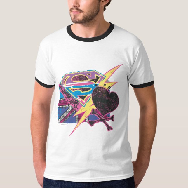 T-shirt Drapeau supergirl et os croisés (Devant)