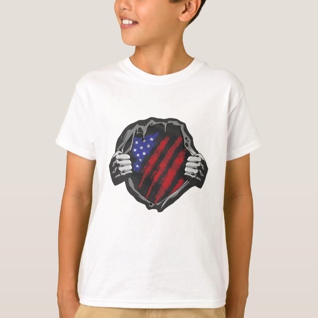 T-shirt Drapeau superhero USA (Devant)