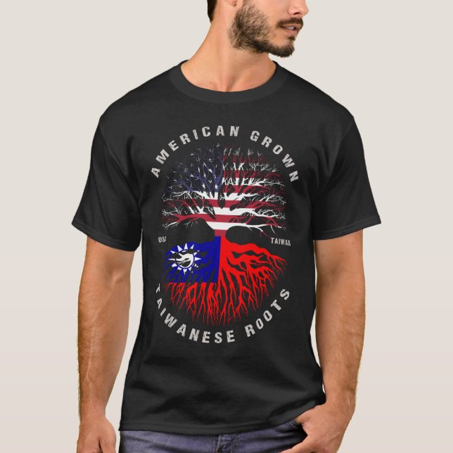 T-shirt Drapeau Taïwan : racines taïwanaises grandissantes (Devant)