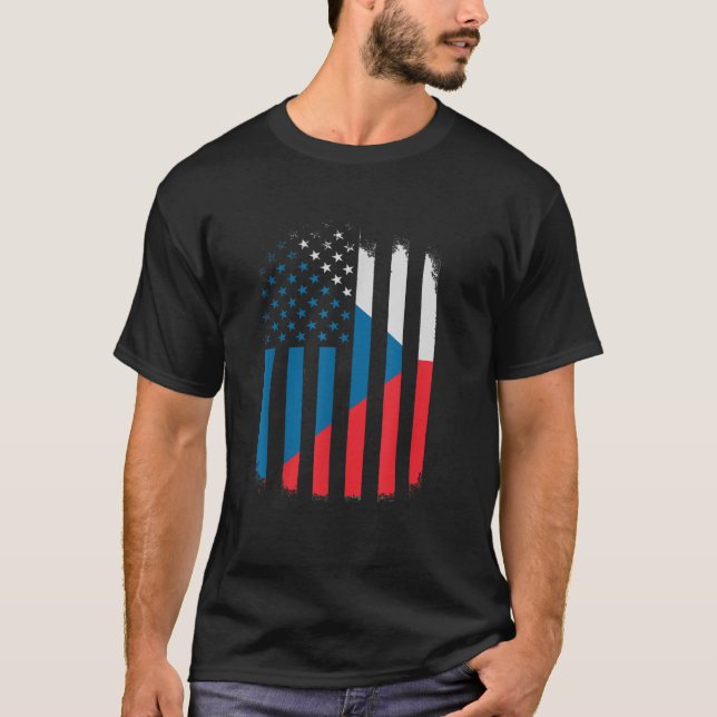 T-shirt Drapeau Tchécoslovaquie-Amérique Drapeau Tchécoslo (Devant)
