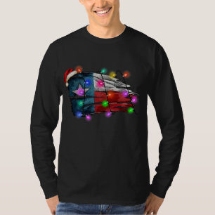 T-shirt Drapeau Texas Joyeux Noël Lumières Noël Améric