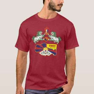 T-shirt Drapeau Tibet & Tibétain, Lions de Neige, Carte / 
