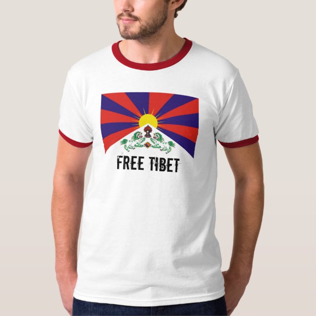 T-shirt Drapeau tibétain, THIBET LIBRE (Devant)