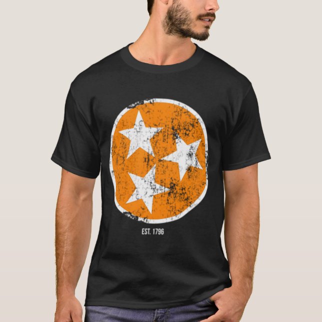 T-shirt Drapeau Tn 3 Étoiles Orange Blanc Tennessee Drapea (Devant)