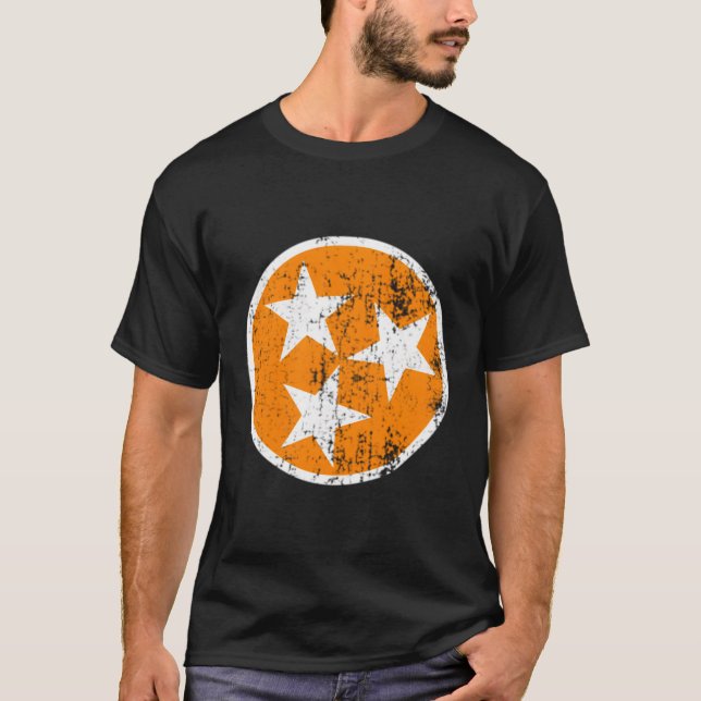 T-shirt Drapeau Tn 3 Étoiles Orange Et Blanc Tennessee Fl (Devant)