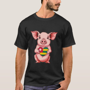 T-shirt Drapeau Togo Cochon Mignon Cœur Racines Togolaises