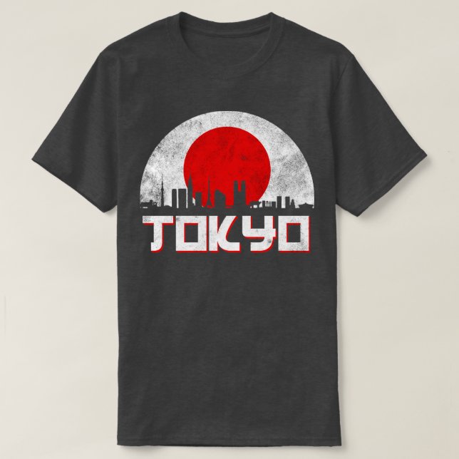 T-shirt Drapeau Tokyo Skyline Japon (Design devant)