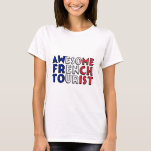 T-shirt Drapeau Touristique Français Drapeau Paris Typogra