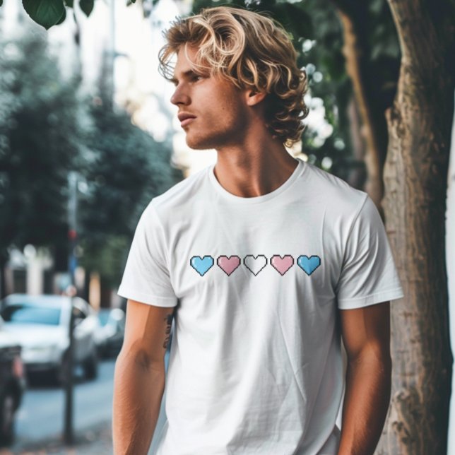 T-shirt Drapeau transgenre Coeur Pixel (Créateur téléchargé)