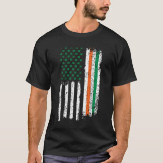 T-shirt Drapeau trèfle américano-irlandais Fête de la Sain