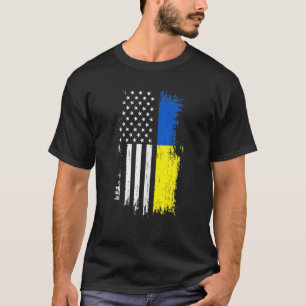 T-shirt drapeau ukrainien américain T Fierté Ukraine USA