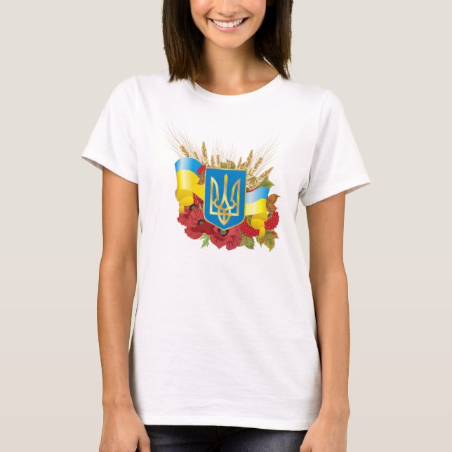 T-shirt Drapeau ukrainien et armoiries. (Devant)