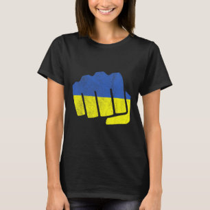 T-shirt Drapeau ukrainien poing. Restez Fort Ukraine. Bleu