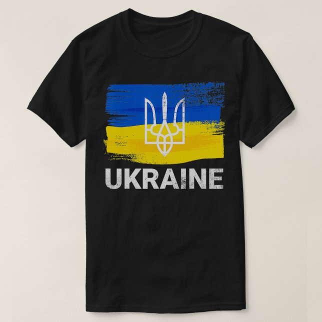 T-shirt Drapeau Ukrainien Symbole J'Ai Face À L'Ukraine (Design devant)