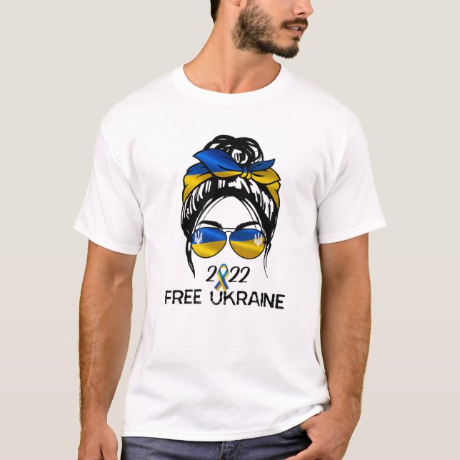 T-shirt Drapeau ukrainien, Ukraine Fierté Femmes Messy Bun (Devant)