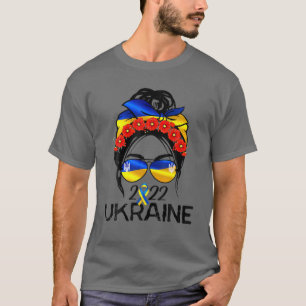 T-shirt Drapeau ukrainien, Ukraine Fierté Femmes Messy Bun