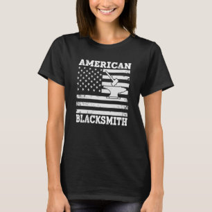 T-shirt Drapeau US Blacksmier Anvil & Hammer American Blac