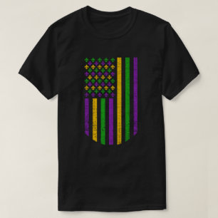 T-shirt Drapeau US Mardi Gras avec Fleur de Lis Patriotiqu