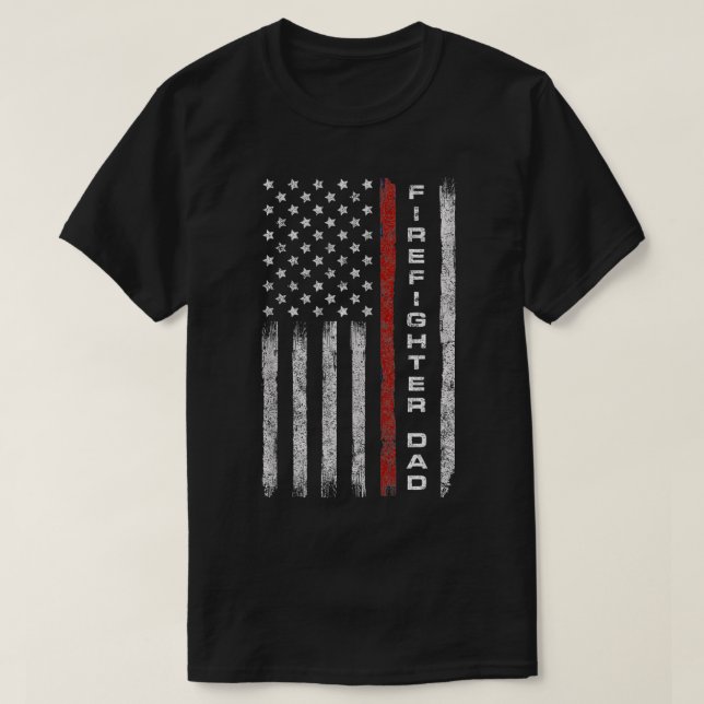 T-shirt Drapeau US Pompier Papa Tee Père Papa Daddy Sauveu (Design devant)