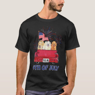 T-shirt Drapeau US Red Ruck Golden Retriever 4 juillet ani