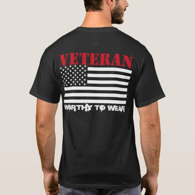 T-shirt Drapeau US - Vétéran USMC RED - À Porter (Dos)